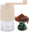 Mini Manual Coffee Grinder, 95 Ceramic Burr, Adjustable Coarse to Fine, 30g Bean Capacity with 80ml Powder Chamber, Detachable Handle Portable Grinder for Espresso, French Press, Travel & Camping，Pink