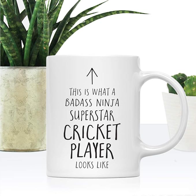 Andaz Press Funny 11oz. Ceramic Coffee Tea Mug Gift, This is What a Badass Ninja Superstar Cricket Player Looks Like, 1-Pack, Birthday Christmas Gift Ideas Coworker
