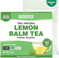 HANDPICK Lemon Balm Tea Bags – 100 Count | 100% Pure & Naturally Dried | Caffeine-Free Herbal Tea with Citrus Flavor & Aroma | Premium Lemon Balm Leaf