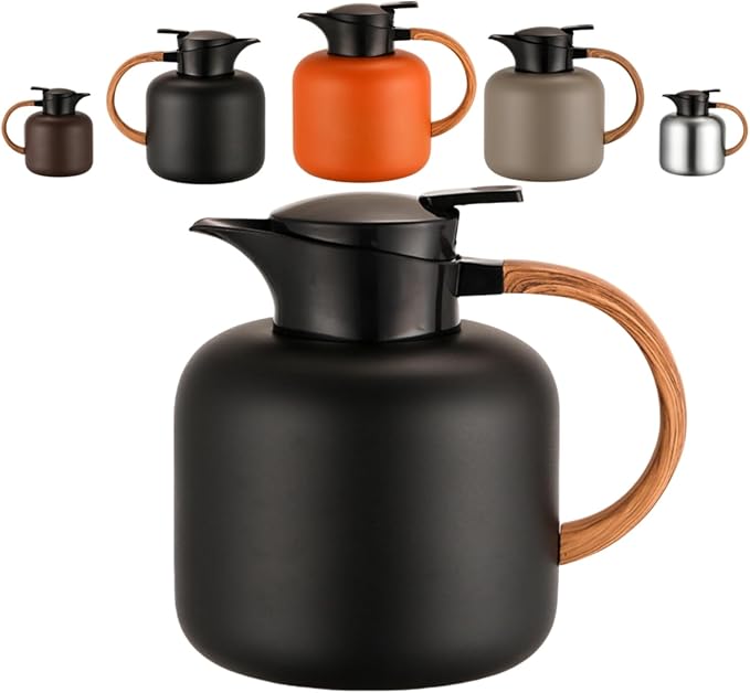70oz constant temperature tea kettle, double-wall 304 stainless steel vacuum insulated tea kettle,ergonomic design, perfect for indoor and outdoor use (Noble Black)