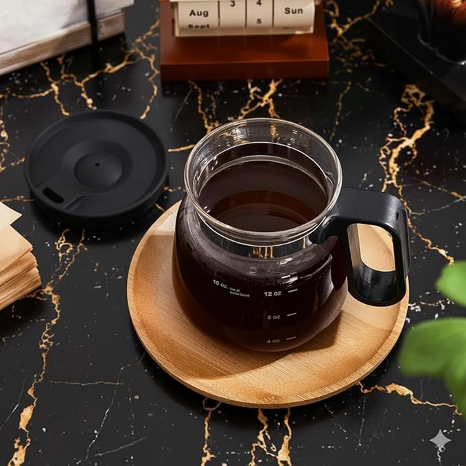 16 Oz Coffee Pot Mug,Mini Coffee Pot Cup,with Spill Proof Lid Heatproof Glass Mug Large Capacity ideal Gift for Coffee Lovers (2Pcs)