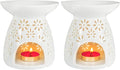 HwaGui - Ceramic Tea Light Holder & Wax Warmer Set of 2, Aromatherapy Essential Oil Burner, Great Decoration for Living Room, Balcony, Patio, Porch and Garden