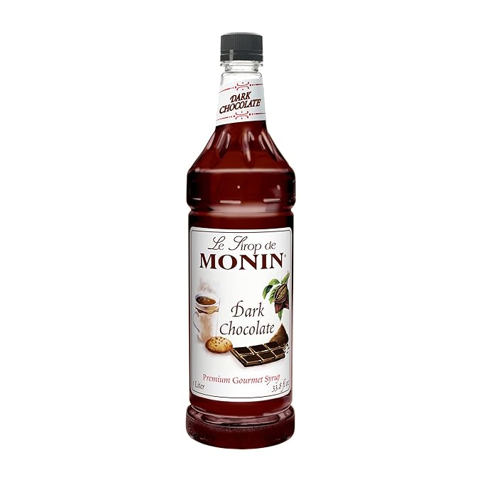 Monin - Dark Chocolate Syrup | Premium Syrup for Cocktails, Hot Drinks, Shakes & More | Clean Label, No Artificial Flavors, No Artificial Preservatives (BPA-Free Plastic Bottle, 1 Liter)