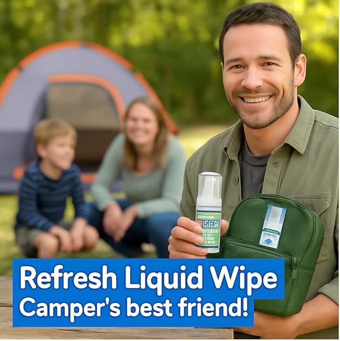 Refresh Liquid Wipe: Toilet Paper Foam | Eco-Friendly Wet Wipe Alternative with Witch Hazel and Aloe | Plumbing and Septic Safe | 250ml/50ml | 10.14 oz Total | Combo Pack