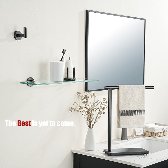 JQK Bathroom Glass Shelf Oil Rubbed Bronze, Tempered Glass Shower Storage 24 by 5 inches, 304 Stainless Steel ORB Wall Mount, TGS101L24-ORB