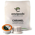 Fresh Roasted Coffee,Caramel Flavored Compostable envipods, Medium Roast, Kosher, 12 Count, for Keurig K Cup Brewers | Not for use in Ninja or Hamilton Beach Brewers