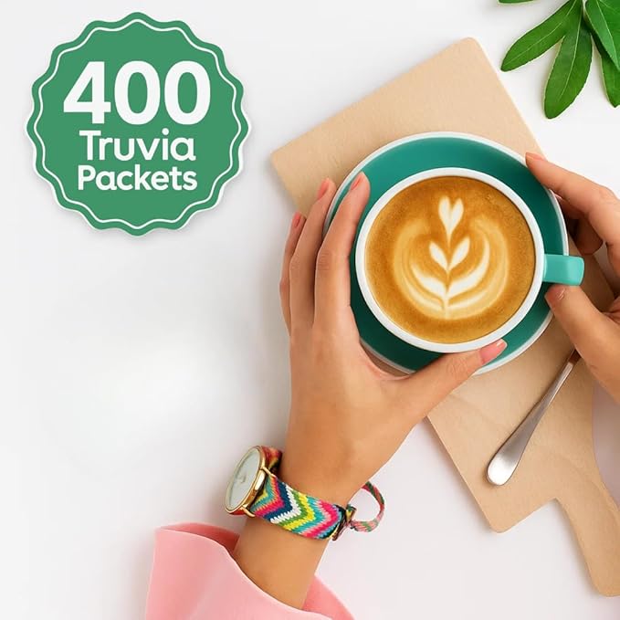 Truvias Natural Stevia Sweetener Packets – 400 Count – Zero Calorie Sugar Substitute, Plant-Based Sweetener, Keto Friendly, Original Flavor, Ideal for Coffee, Tea & Baking