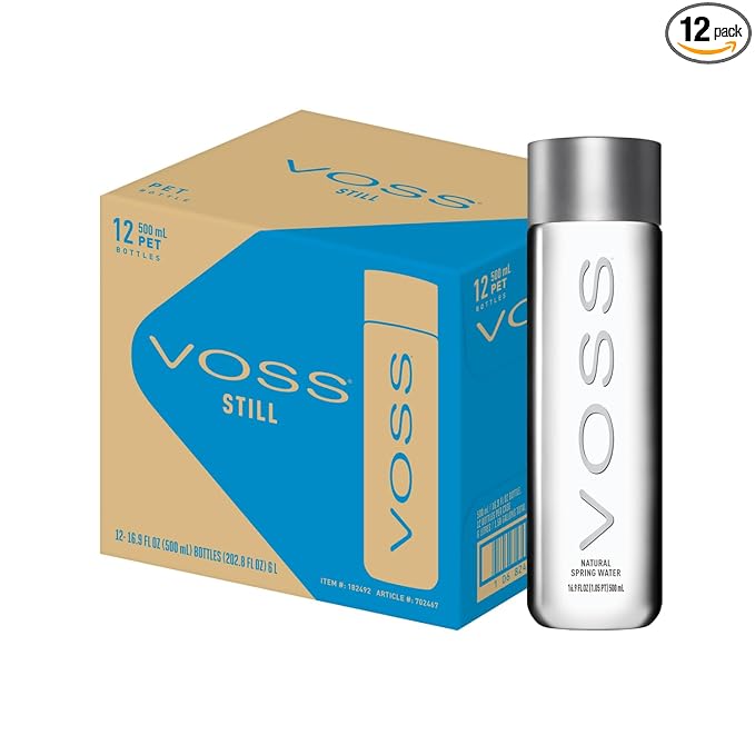 VOSS Premium Still Bottled Natural Water - BPA-Free - High Grade PET - Recyclable Plastic Bottles - Pure Drinking Water with Unique & Iconic Bottle Design - 12 Pack