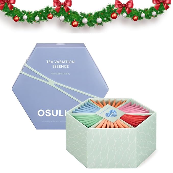 OSULLOC TEA VARIATION ESSENCE (42 Count, 6 Types x 7 ea), Christmas gift guide, Premium Tea Gift Set, Special Thank You Card attached