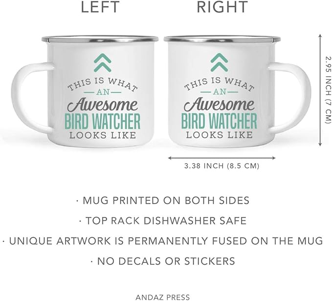 Andaz Press 11oz. Stainless Steel Campfire Coffee Mug Gift, This is What an Awesome Bird Watcher Looks Like, 1-Pack, Birthday Gift Ideas Coworker Him Her, Includes Gift Box