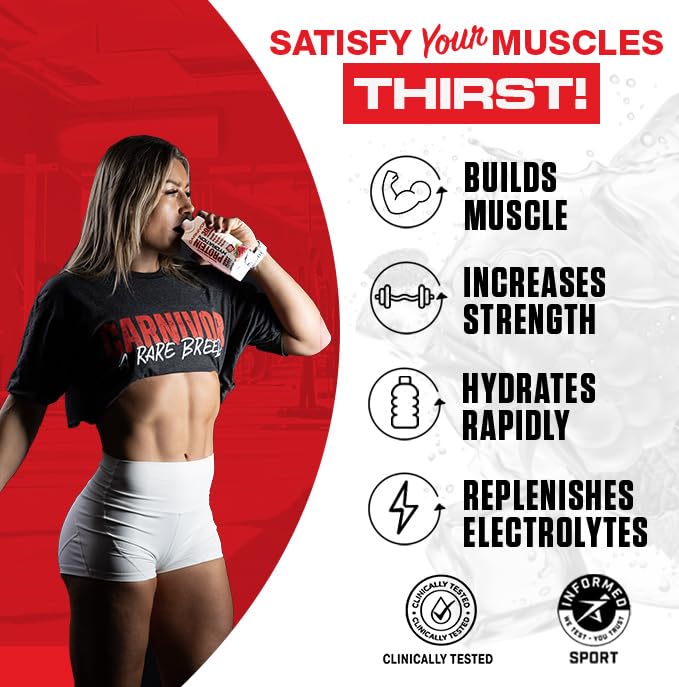 MuscleMeds Carnivor Protein Hydration RTD, Ready to Drink, Lactose Free, Sugar Free, 30g Isolate Protein, Halal Certified, Berry Blast, 16.9 Fl Oz (Pack of 12)