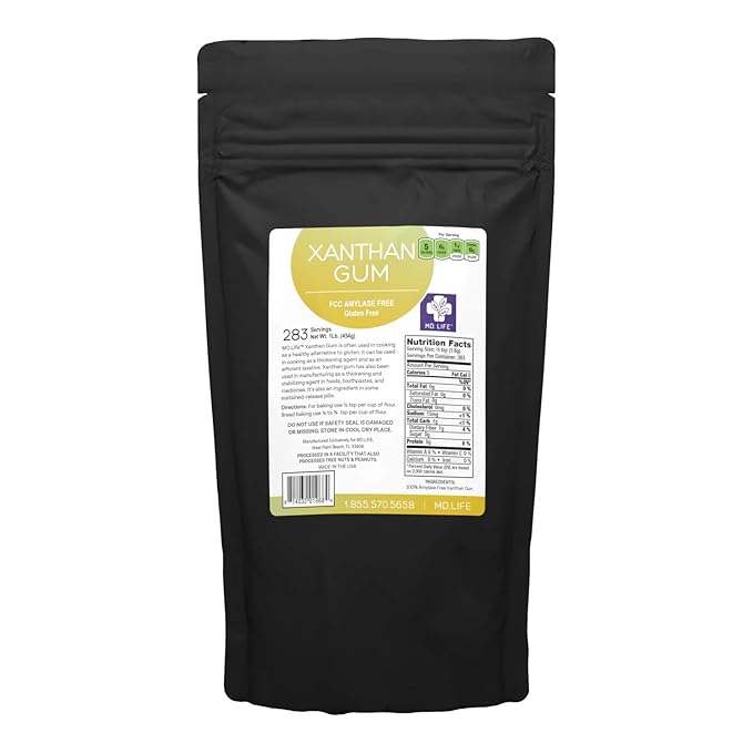 MD. Life Xanthan Gum for Baking Keto - 1 Pound – 100% Natural Xanthan Gum Powder - Keto Friendly & Gluten Free – Carb Free Xanthan Gum for Baking, Food Thickener & Ice Cream Stabilizer