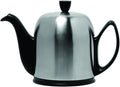 Degrenne Luxury French Tea Pot - Porcelain Teapot with Removeable Aluminum Infuser, Ceramic Tea Kettle for Loose Tea, Stainless Steel Cover, 6 Cup Capacity, 36oz - Stainless Steel