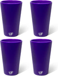 Silipint 16oz Silicone Pint Glass – Unbreakable BPA-Free Reusable Silicone Drinking Cup – Flexible Dishwasher Microwave & Freezer Safe – Stemless Glass for Water Coffee Smoothies, Pack of 4
