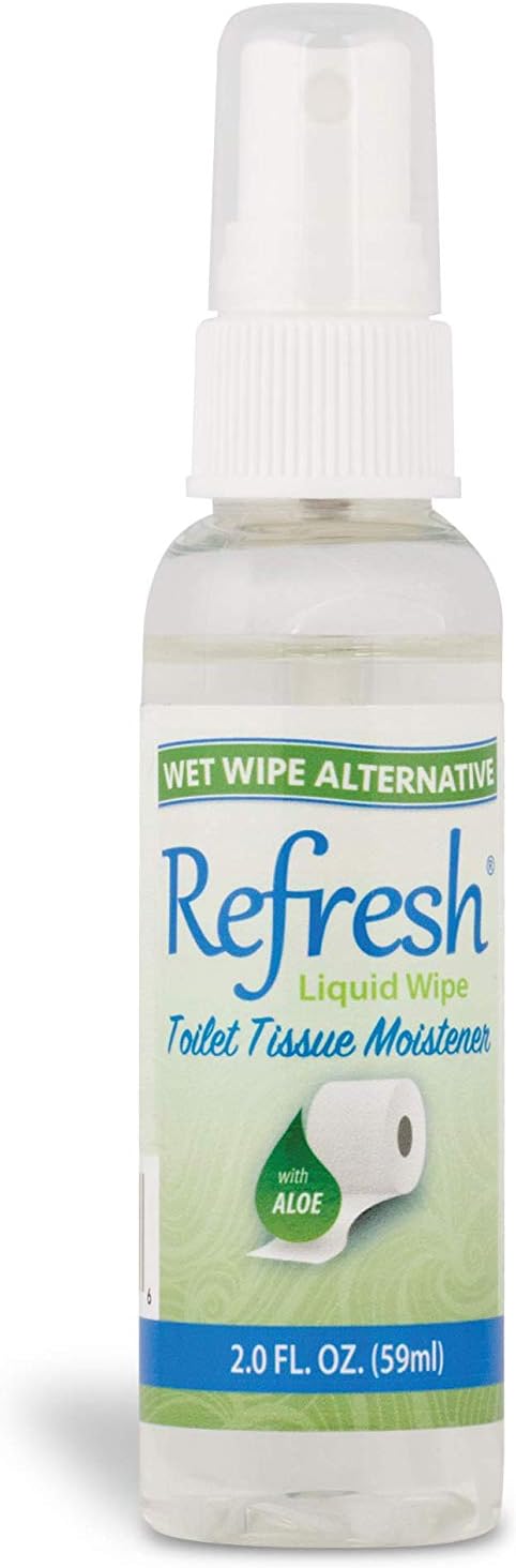 Refresh Liquid Wipe: Toilet Paper Spray | Eco-Friendly Wet Wipe Alternative | Cleanses and Soothes with Witch Hazel and Aloe | Plumbing and Septic Safe | 2 Fl Oz