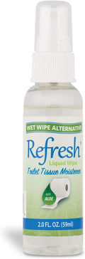 Refresh Liquid Wipe: Toilet Paper Spray | Eco-Friendly Wet Wipe Alternative | Cleanses and Soothes with Witch Hazel and Aloe | Plumbing and Septic Safe | 2 Fl Oz