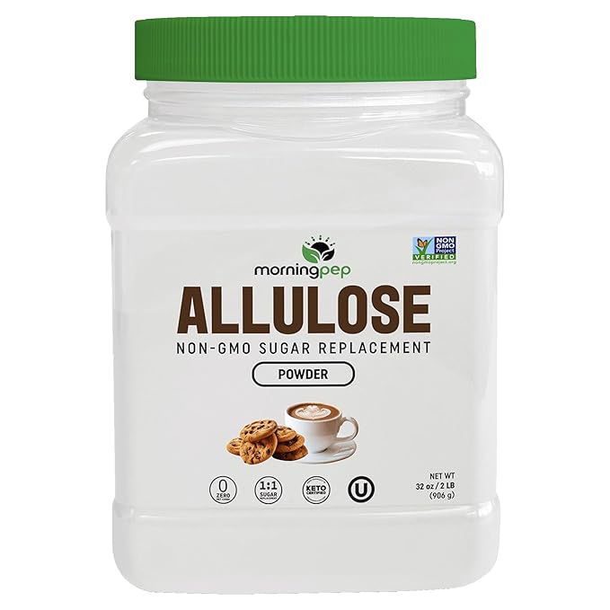 Morning Pep Allulose Sweetener 2 lb – Zero Calorie Sugar Alternative, 100% Pure, No Erythritol, Non-GMO Project Verified, Keto Certified, OU Kosher, No Fillers, Ideal for Baking and Beverages
