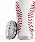 SANDJEST Baseball Tumbler Cup 20oz Stainless Steel Insulated Travel Mug Tumblers Cup Baseball Gift for Women Men Mom Gifts for Birthday Christmas