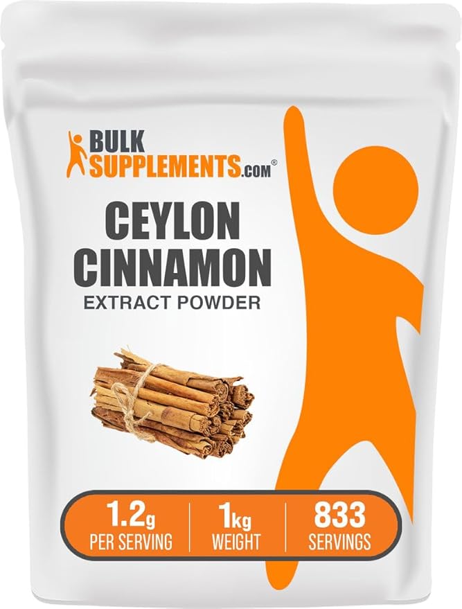 BulkSupplements.com Cinnamon Bark Extract Powder - Ceylon Cinnamon Supplement, Herbal Supplement - Vegan & Gluten Free, 1.2g per Serving, 1kg (2.2 lbs) (Pack of 1)