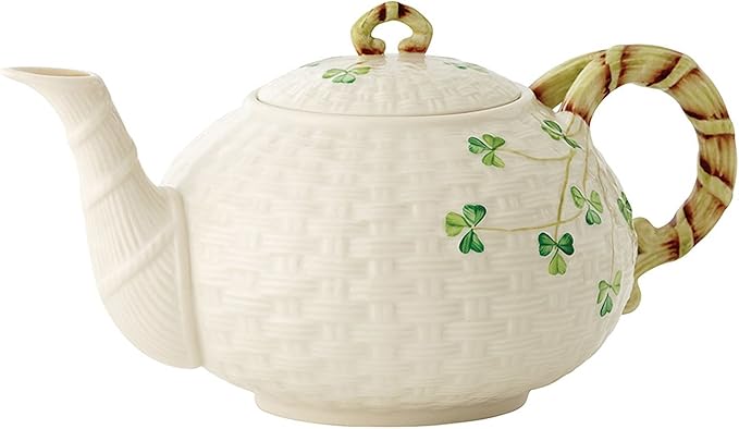 Belleek Group Shamrock Teapot, 35 Fluid Ounce, White