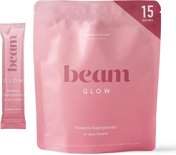 Beam Glow, Hormone Balance for Women, Cortisol Support for Women, Thyroid Support Powder with Selenium, Bromelain and Chasteberry, PMS Relief, Hair Skin & Nails, Health and Wellness Gift, 15 Servings