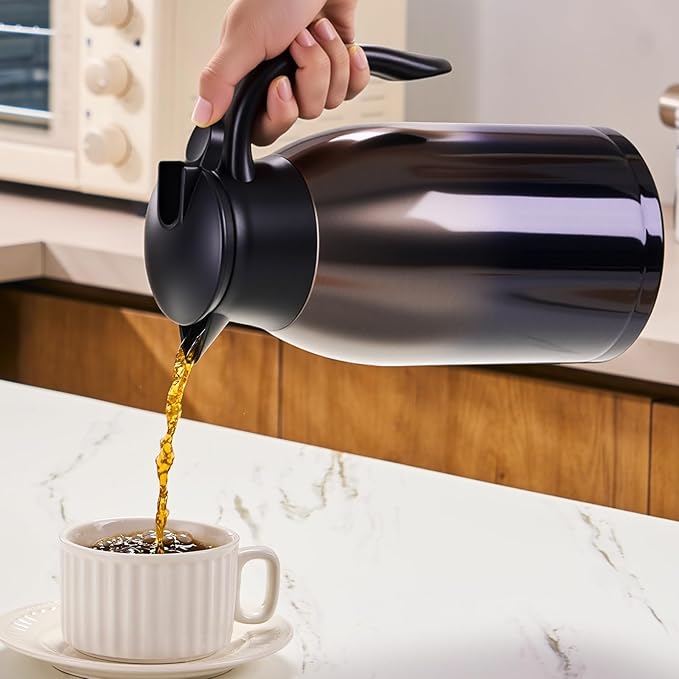 PARACITY 68oz Thermal Coffee Carafe Stainless Steel, Coffee Carafes for Keeping Hot, Double Walled Vacuum Insulated Coffee Urn for Coffee & Tea, Home & Office (Black)
