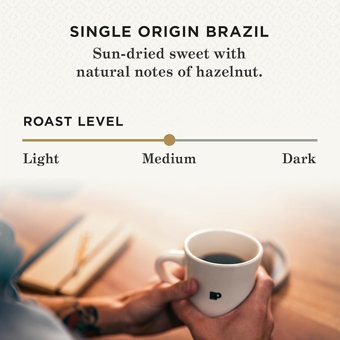 Peet's Coffee, Medium Roast Keurig K-Cup Pods - Single Origin Brazil 88 Count (4 Boxes of 22 Pods)