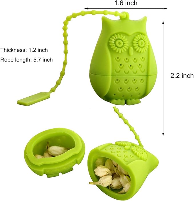 Konrisa Silicone Tea Infuser Set of 6,Creative Animal Tea Ball Strainer Tea Filters Loose Leaf Cute Tea Infuser Strainer Gift For Tea Lovers Includes Unicorn Owl Elephant Shark Squirrel Lemon