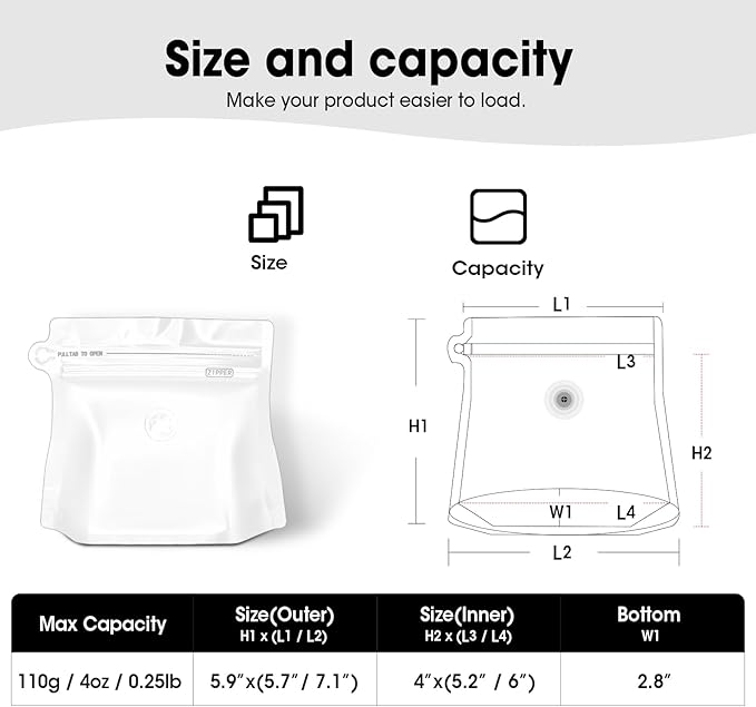 4oz 1/4 lb 60pcs Coffee Bags with Valve,Vented Coffee Bag Barrier Bags Coffee Packaging Coffee Storage Pouches Stand-up Bags for Food Diamond Shaped Need to Use Heat Sealing Machine（White）