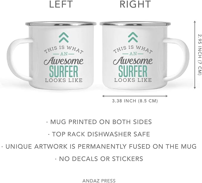 Andaz Press 11oz. Stainless Steel Campfire Coffee Mug Gift, This is What an Awesome Surfer Looks Like, 1-Pack, Birthday Gift Ideas Coworker Him Her, Includes Gift Box