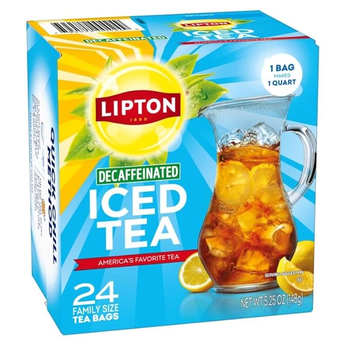 Lipton Decaf Black Iced Tea Bags, Family Size Zero Calories, 144 Total Tea Bags (24ct - Pack of 6)