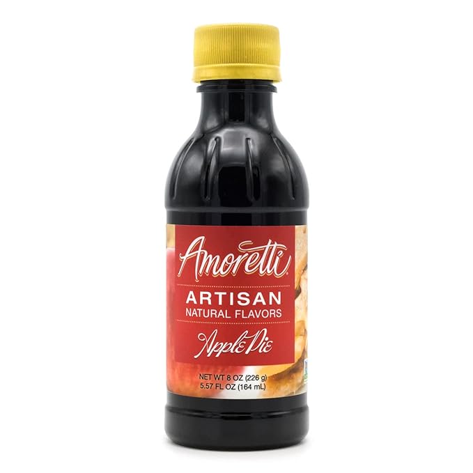 Amoretti - Natural Apple Pie Artisan Flavor Paste, 8 oz, Perfect For Ice Cream, Beverages, Cakes, and more, Preservative Free, Vegan, Gluten Free, No Artificial Sweeteners, Highly Concentrated