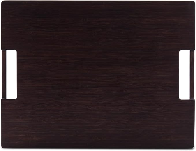 DETOR Serving Tray 17" x 13", Innovative Anti-Slip Coating, Mahogany Bamboo Finish, Solid Bamboo Board, Decorative & Ottoman Tray for Food, Drinks, and Home Décor