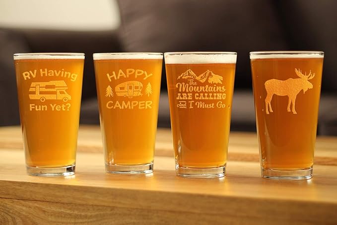 Moose - 16 oz Pint Glass for Beer - Cabin Themed Gifts or Rustic Decor for Men and Women - Fun Drinking or Party Glasses