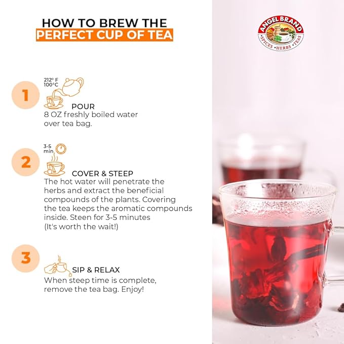 Angel Brand Sorrel Tea Bags 20 – Pack of 3 – Hibiscus Flower Tea for Refreshing Flavor &