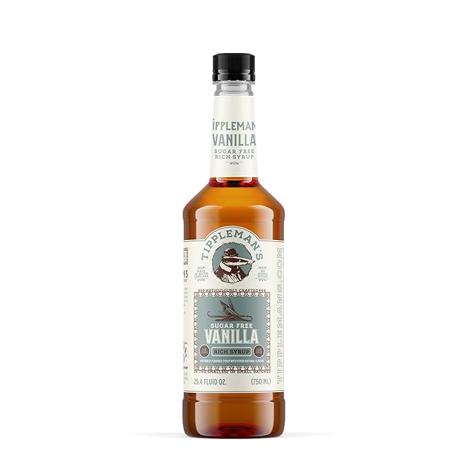 Tippleman's Sugar Free Vanilla Coffee Syrup, Zero-Sugar, Great for Drinks, Lattes & Espressos – 750ml Bottle Fits Pump