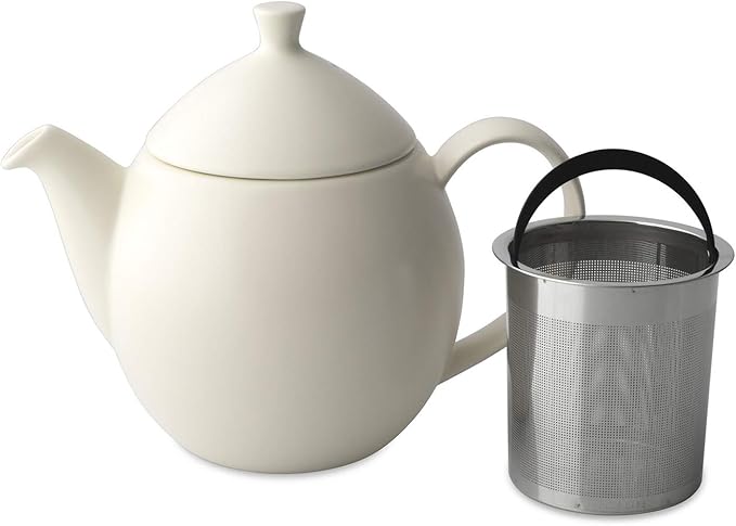 FORLIFE Dew Teapot with Basket Infuser, Natural Cotton, 32 oz/946ml