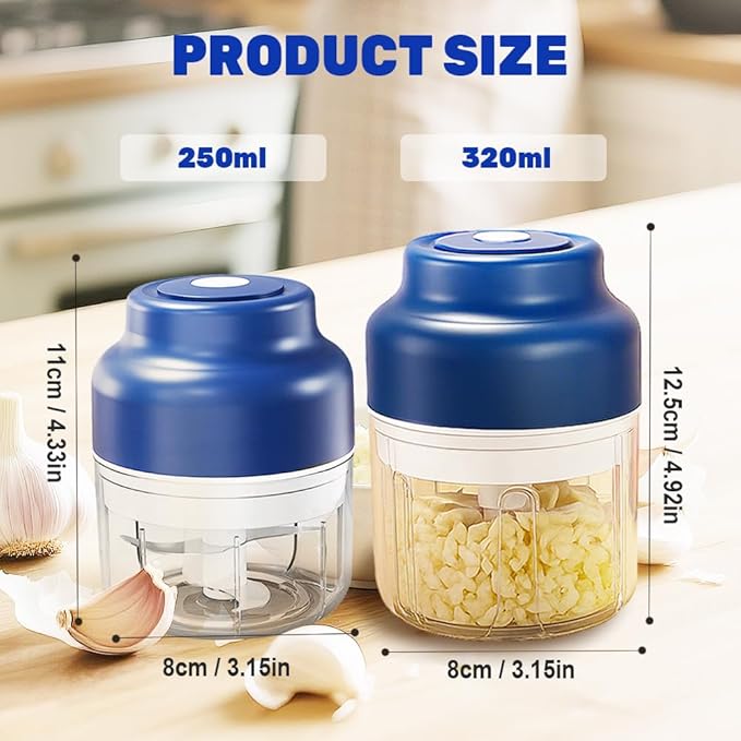 2026 New Electric Garlic Chopper, Mini Portable Veggie Chopper USB Charging Wireless Food Processor, Upgrade Electric Mini Garlic Chopper Set Wireless Veggie Grinder (Green, 250ML)