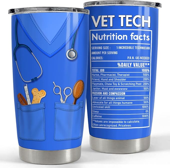 SANDJEST Vet Tech Tumbler 20oz Veterinarian Gifts for Women Men Stainless Steel Insulated Tumblers Coffee Travel Mug Cup Veterinarians Gift for Birthday Christmas