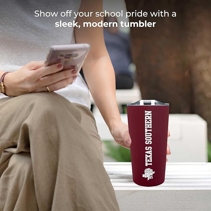 Campus Colors NCAA Stainless Steel Tumbler perfect for Gameday - 18 oz - Double Walled - Keeps Drinks Perfectly Insulated (Texas Southern University - Maroon)