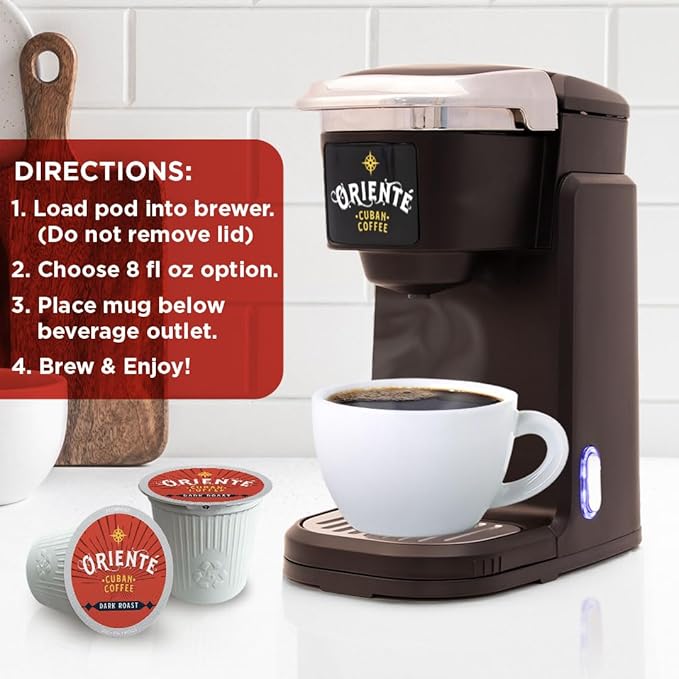 Oriente Dark Roast Coffee Pods, 36 ct, Cuban Inspired in Recyclable Single Serve Pods - 100% Arabica Coffee, Compatible with Keurig K Cups Maker