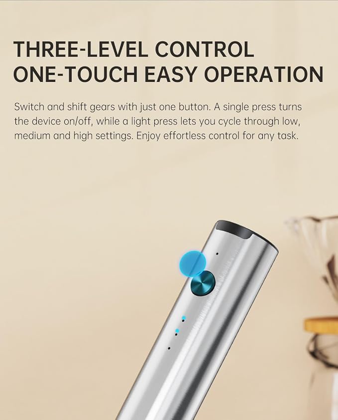 Handheld Milk Frother Wand Rechargeable with Stand - Stainless Steel Double Whisk Milk Frother Handheld -Coffee Stirrers Electric Drink Mixer - Coffee Frother