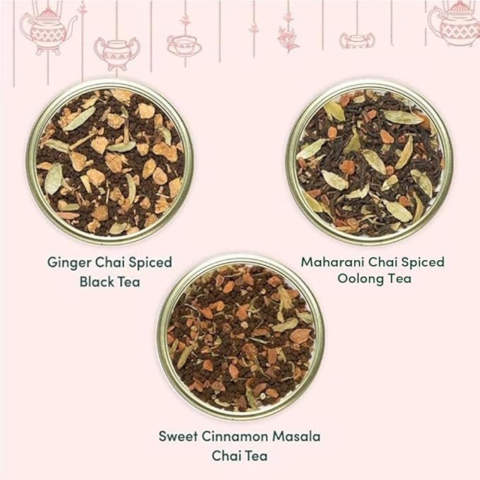 VAHDAM, Chai Tea Gift Set - Oprah's Favorite Chai Loose Leaf Tea in Tin Caddy Gift Box | Exotic Chai Tea Blends | Gluten Free, Non GMO | Christmas Tea Gifts