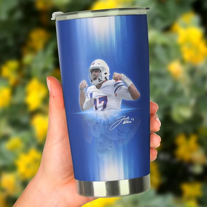 Josh Buffalo Allen Tumbler - Coffee Tea Mug Insulated Tumbler With Lid - Birthday, Christmas, Father Mother, Gifts For Football Fans - 20 Oz| Stainless Steel Mug