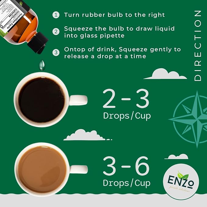 Enzo Liquid Stevia Drops Our Zero Calories Sweetener (8oz - 1600 Servings/Bottle) - Toffee Caramel - All Natural flavoring with No Artificial Additives & Filler Ingredient