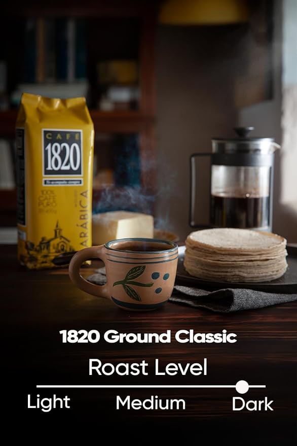 Café 1820 Classic, Premium Costa Rican Ground Coffee, 100% Arabica, Dark Roast, High Altitude Blend with Aroma & Fruity Notes, 18 oz