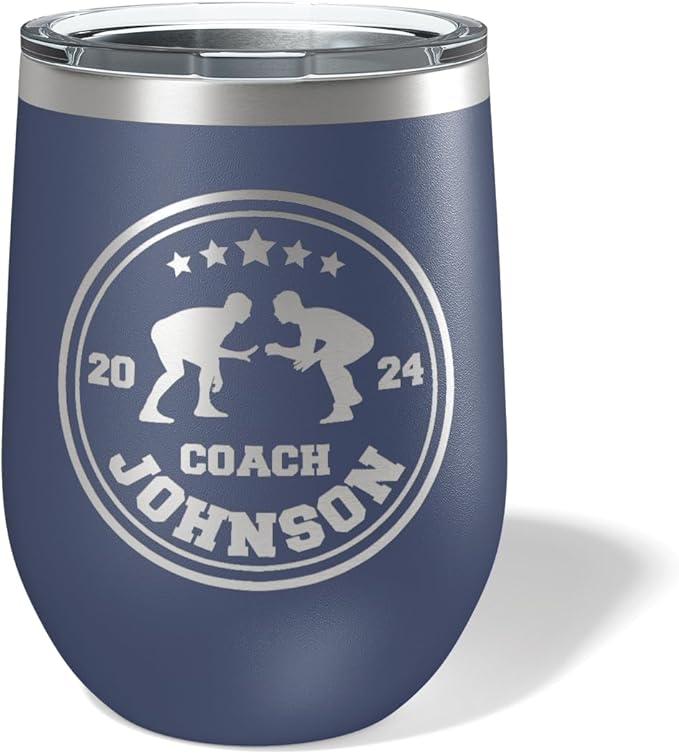 Wrestling Coach gifts, Tumbler, Coach tumbler, Wrestling gifts, Coach Beer glass, Coach gift, Wrestling Coach, Coach gifts, Wrestling Coach (Wrestling Circle, Navy, 12oz Wine Tumbler)