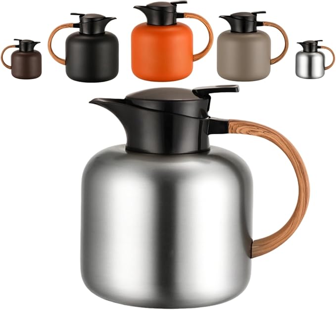 70oz constant temperature tea kettle, double-wall 304 stainless steel vacuum insulated tea kettle,ergonomic design, perfect for indoor and outdoor use (Brushed Silver)