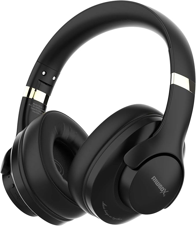 Riwbox NC3 Noise Cancelling Headphones,Bluetooth Over Ear Wireless Headset,60H Playtime,Hi-Res Audio, Foldable,Bluetooth V5.4,Comfort&Immersion for Work,Commuting (Black)