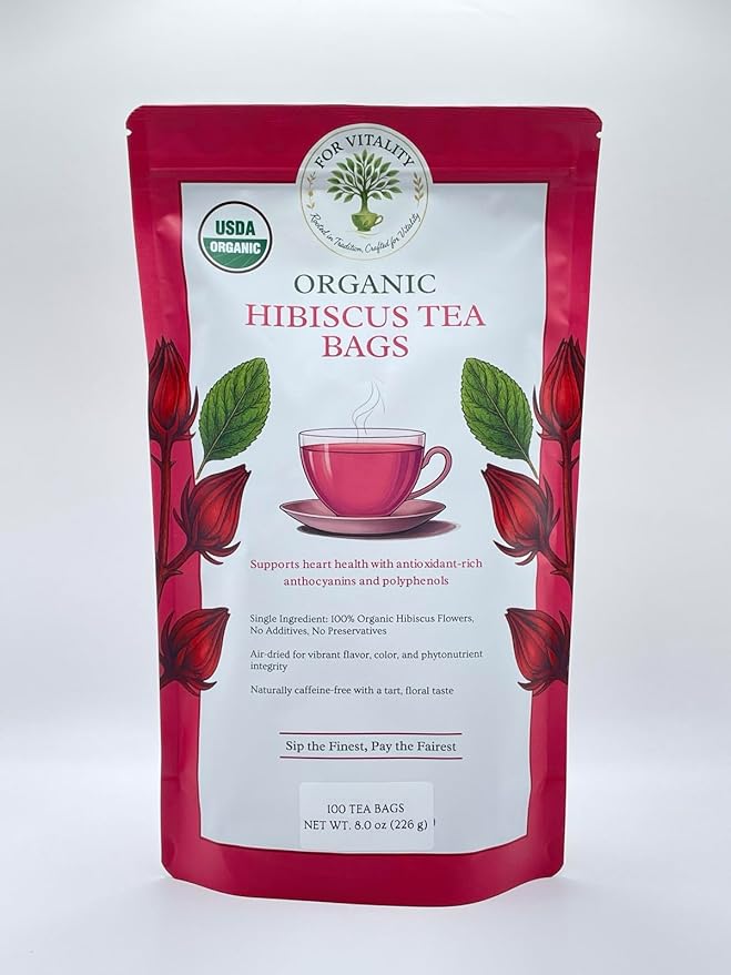 Organic Hibiscus (Roselle or Jamaican Sorrel) Tea (100 tea bags | 8 oz | 226g)
